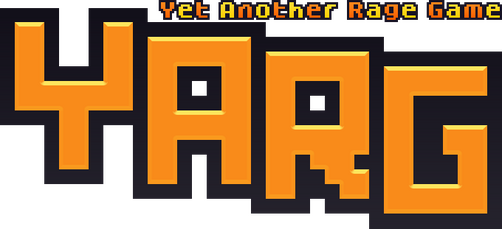 The game's logo. The letters Y A R G, in yellow, with "Yet Another Rage Game" written on top in a pixelated font.